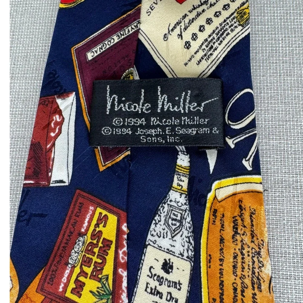Vintage Nicole Miller Seagrams silk‎ tie 1994